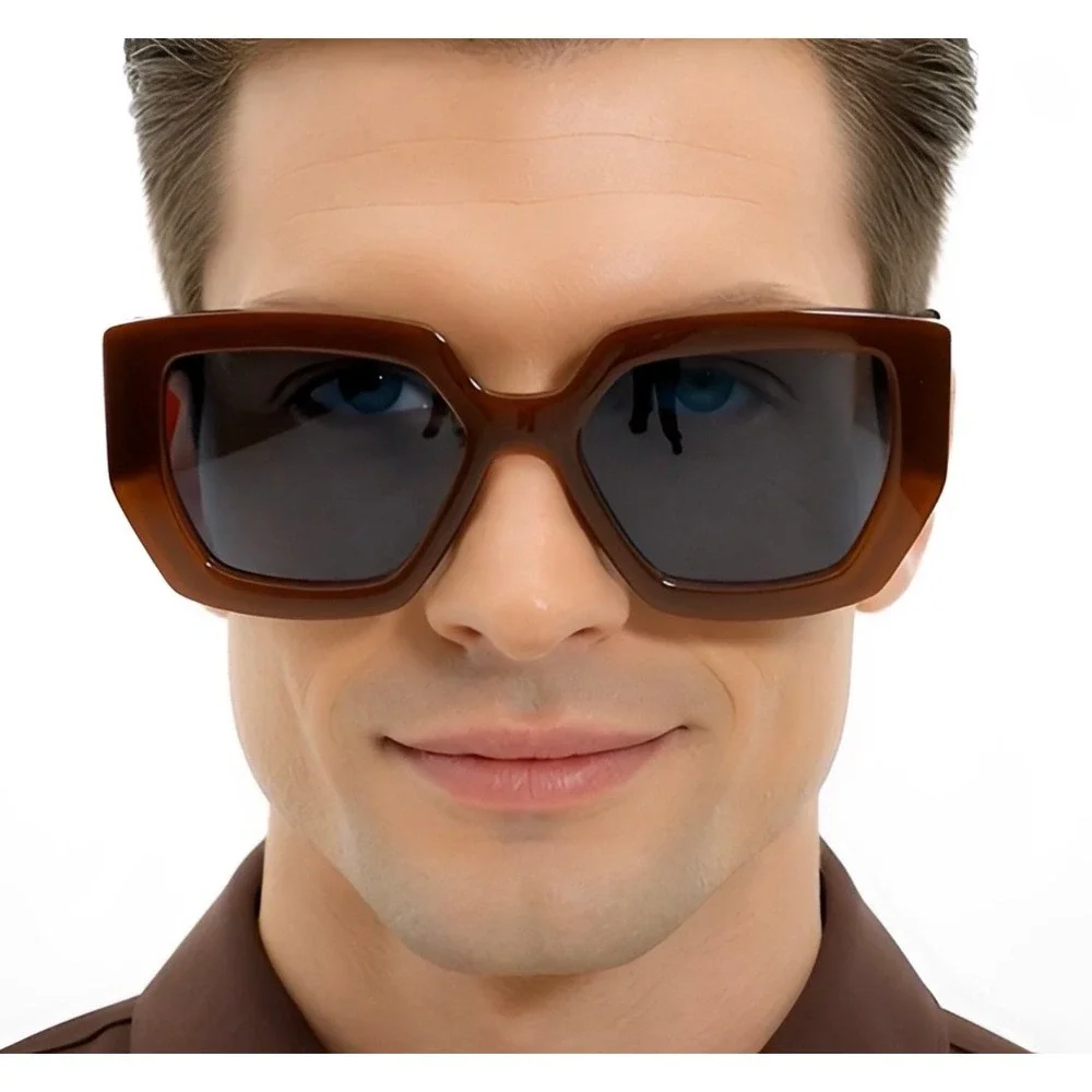 Mens Bold Oversized Square Sunglasses Cherry Frame Dark Lenses Fashion Designer‎